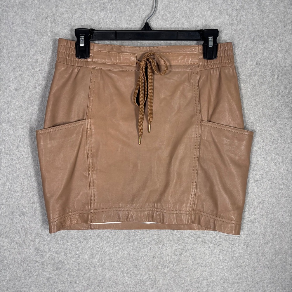 Marc Jacobs Lambskin Leather Mini Cargo Skirt 6 Tan Y2K 2010s Neutral Minimalist